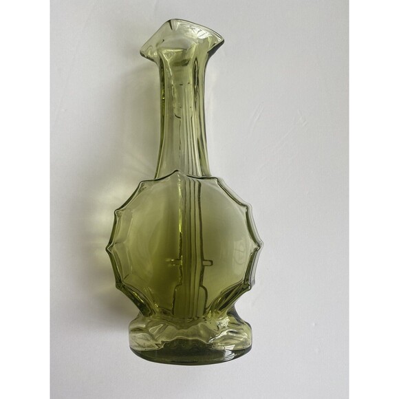 Imperial Glass Verde Green Banjo Guitar Bud Vase Decanter 9.25" 51761 - Picture 10 of 12